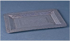 A Heavy Nigerian Silver Dressing Table Tray. Raised sides and central well. Decorated with knot