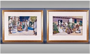Pair of Framed Indian Provincial Life Watercolours 1. depicting a sick Indian child at a missionary
