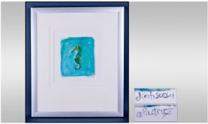 Kati Saqui 1971 - and Patric 1968 - Pencil signed painting. Mixed media, title ``Turquoise