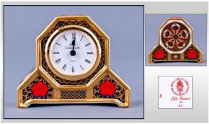 Royal Crown Derby Old Imari Desk Clock. Pattern number 1128. Date 1992. Height 4.25 inches, width