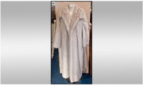 Harrods Grosvenor Canada Full Length White Mink Swing Style Coat. Fully lined. Slit Pockets.