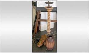 Turned Wood Torchere/Stand, 2 wood comports, wood comports, Art Pottery Vase etc