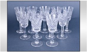 Waterford Fine Quality Cut Crystal Set Of 11 Sherry Glasses. Pineapple pattern. Each stands 5.25