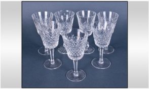 Waterford Fine Cut Crystal Wine Glasses, 7 In Total. Each glass 6 inches tall. All pieces in