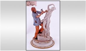 Capo Di Monte Early Figure. ``The Sculpture`` signed Sandra Magglow. Excellent condition. Stands