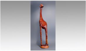 Large Wooden Giraffe Figure,33`` in height.
