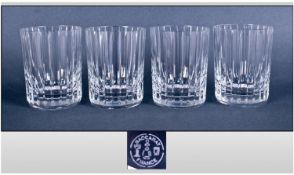 Baccarat France Fine Cut Crystal Set Of Four Harmonie Happy Hour Tumblers. Each 4 inches high.