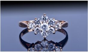 9ct Gold CZ cluster Ring, Fully Hallmarked, Ring Size O