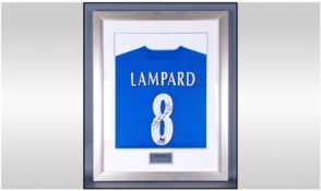 Genuine Frank Lampard Hand Signed Chelsea Shirt. Framed, mounted and glazed. Sporting Moments