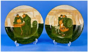 Pair of Royal Doulton `Monk Series Ware` Cabinet Plates, 10.5 inches in diameter.