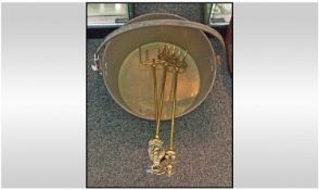 Brass Jam Pan with Swing Iron Handle with three brass toasting forks.