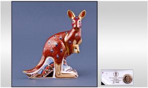 Royal Crown Derby Figural Paperweight. The Australian collection ``Kangaroo,`` gold stopper. Height