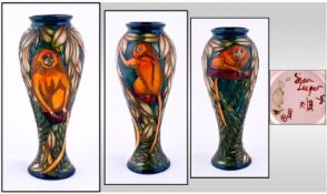 Moorcroft Limited And Numbered Edition Vase. ``Tamarino Monkeys`` design. Designer Sian Leeper.