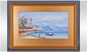 Edwin St John 1867-1910 Watercolour. Signed. Titled A Scene Wear Lake Lugano Italy. Mounted and