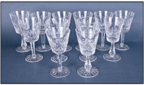 Waterford Fine Quality Cut Crystal Wine Glasses, 12 In Total. Lismore pattern. Each glass 6 inches