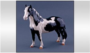 Beswick Horse Figure ``Pinto Pony - Piebald.`` Model number 1373. Second version. Height 6.5