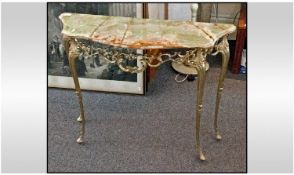 Onex Console Table With Marble Top. Height 29.75 inches, width 36.5 inches, depth 11 inches.