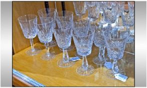 Waterford Fine Quality Cut Crystal Set Of Nine Wine Glasses. ``Lismore`` pattern. All pieces are in