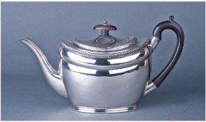 Edwardian Silver Teapot In The Georgian Style. Hallmark London 1902. Stands 6.25 inches high. 18