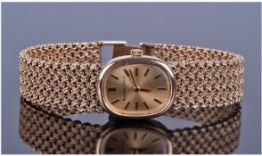 Ladies Bueche-Girod 9ct Gold Wristwatch, With Integral Mesh Bracelet. Manual Wind.