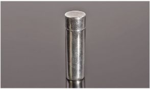 A Silver Cylindrical Lipstick Holder with pull off lid. Hallmarked for Birmingham 1917 by C and Co.