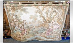 French Style hanging tapestry Depicting elegant ladies in a garden setting, After Watteau 60``