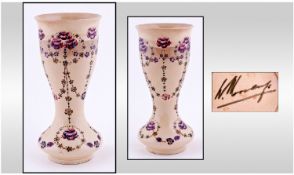 William Moorcroft Signed Vase `` Bara Ware`` Design, Decorated with Images of Forget-me-nots and