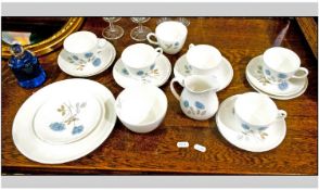 Wedgwood `The Rose` Part Tea Set Comprising 6 trios, sugar bowl, milk jug etc.