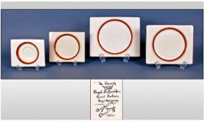 Royal Staffordshire Clarice Cliff Set Of Four Graduating Sized Plates `Bands` Design. Registration