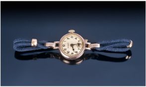 Ladies 9ct Gold Rolex Wristwatch, Champagne Dial With Arabic Numerals And Subsidiary Seconds, Dial