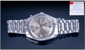 Gents Stainless Steel Omega Seamaster Wristwatch, Silvered Dial With Baton Numerals, Center Seconds