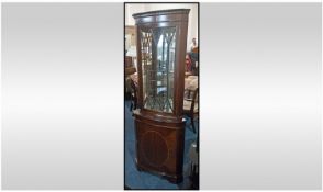 Reproduction Corner Cupboard with Astral Glazed Top, Mirror Back. 6 Foot Tall.