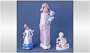 Lladro Figure Of Spanish Dancer, 6`` height, together with a Nao figure & one other. (3 in total)