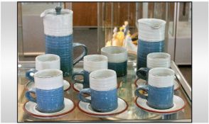 St Ives Stone Ware Coffee Set comprising coffee pot, water jug, 6 cups and saucers, milk jug and