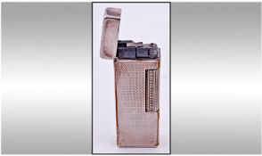 Dunhill Silver Plated 1960`s Lighter. Full Dunhill Marks. 2.5 Inches High.