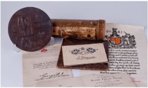 WW1 Death Plaque And Outer Card Case. With Papers And War Office Addressed Scroll, In Memory Of