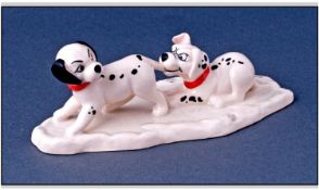 Royal Doulton 101 Dalmations Series, Lucky and Freckles on ice tableau.