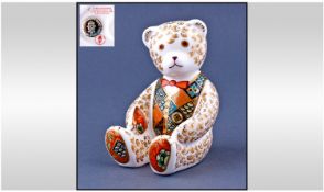 Royal Crown Derby Limited Edition Figural Paperweight. The Regal Golden Bear, gold stopper. Height