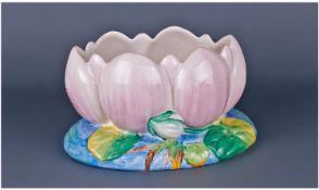 Clarice Cliff Hand Painted Large Lilly Shaped Bowl. Circa 1930. Diameter 8 inches. Height 4.75