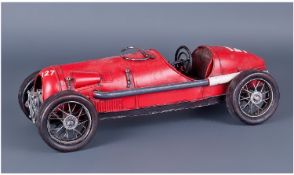 Model Of A Vintage Racing Car. Red colour way. Length 13.25 inches.
