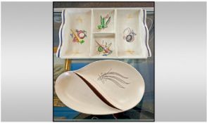 Poole Decanted Entree Dish & Carlton Ware Hand Painted Dish.