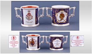 Royal Crown Derby Limited Edition Golden Jubilee Loving Cups, 2 in total. Numbers 327/1250 and 58/