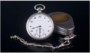 Zenith Chrome Metal Open Faced Pocket Watch, Grand Prix Paris 1900 Metal Blanc Garanti 8276076.