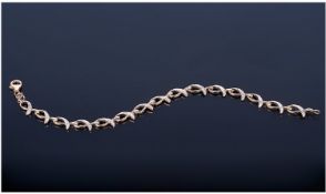 Ladies 9ct Gold Diamond Set Bracelet. Marked 9.375. Length 7.5 inches. 7.3 grams.