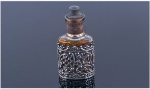 Victorian - The Crown Perfumery Co, Silver and Glass Overlaid Perfume Bottle. Hallmark Birmingham