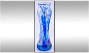 Whitefriars Blue Glass Vase, pontil to base, 8`` in height.