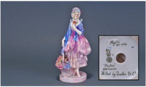 Royal Doulton Early Figure `Phyllis`. HN 1486. Registration 755940. Designer Harradine. Height 9