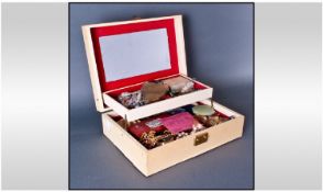 Jewellery Box Containing a Large Assortment of Costume Jewellery including beads, brooches,