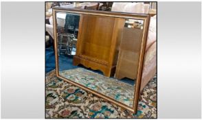 Large Over mantle mirror, bevelled glass paisley style border, teak coloured frame.