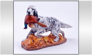 Royal Doulton Animal Figure, English Setter with Pheasant, Model No.1028. HN.2529. Issued 1939-85.